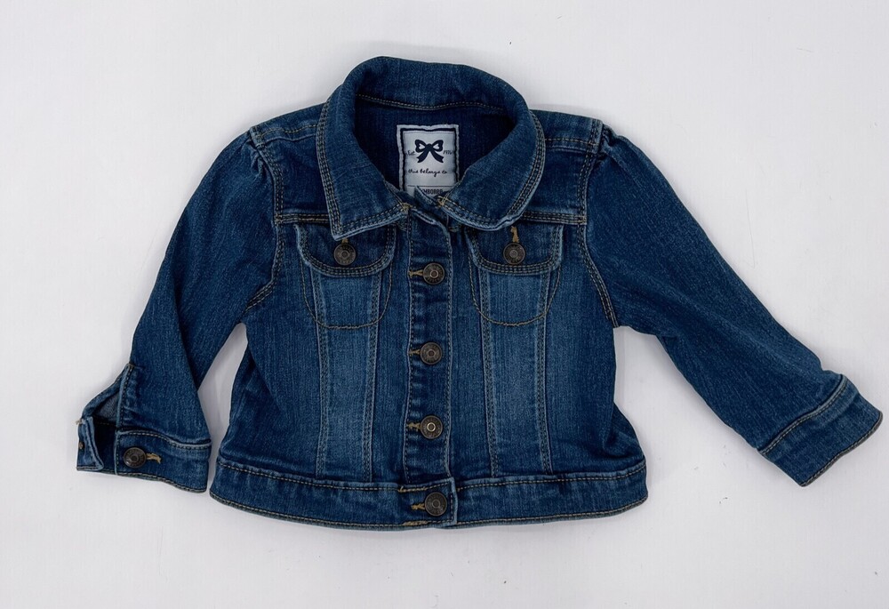 Gymboree Jacket Girls 6-12 Blue Denim Button Up Collar Medium Wash Short
